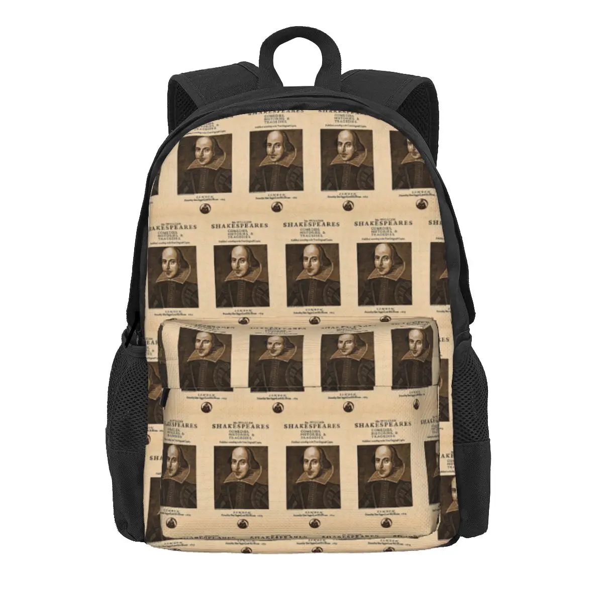 

Shakespeare First Folio Front Piece Backpack Daypack Large Capacity Children BookBag School Bag Shoulder Bags for Men Women