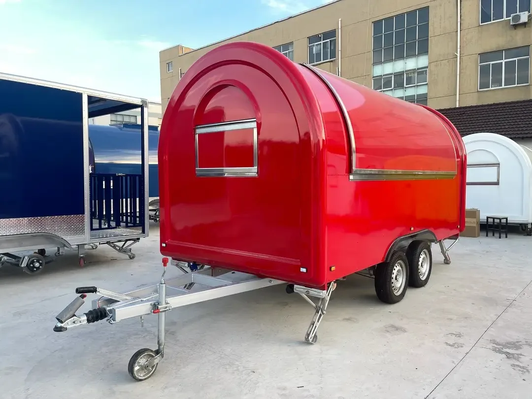 

Custom Street Mini Round Food Trailer Fully Equipped Small Mobile Coffee Ice Cream Hot Dog Fast Food Cart Design for Sale