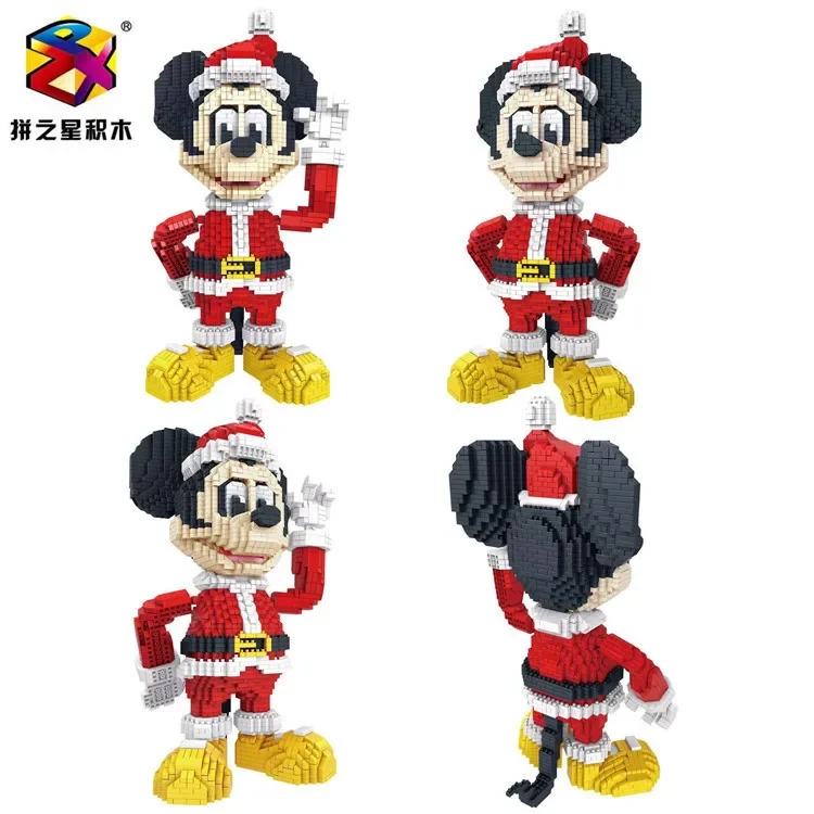 Disney Donald Duck Micro Blocks Christmas Mickey Mouse Figures Cartoon DIY Model Mini Bricks 3D Puzzle Toys For Kids Santa Gift