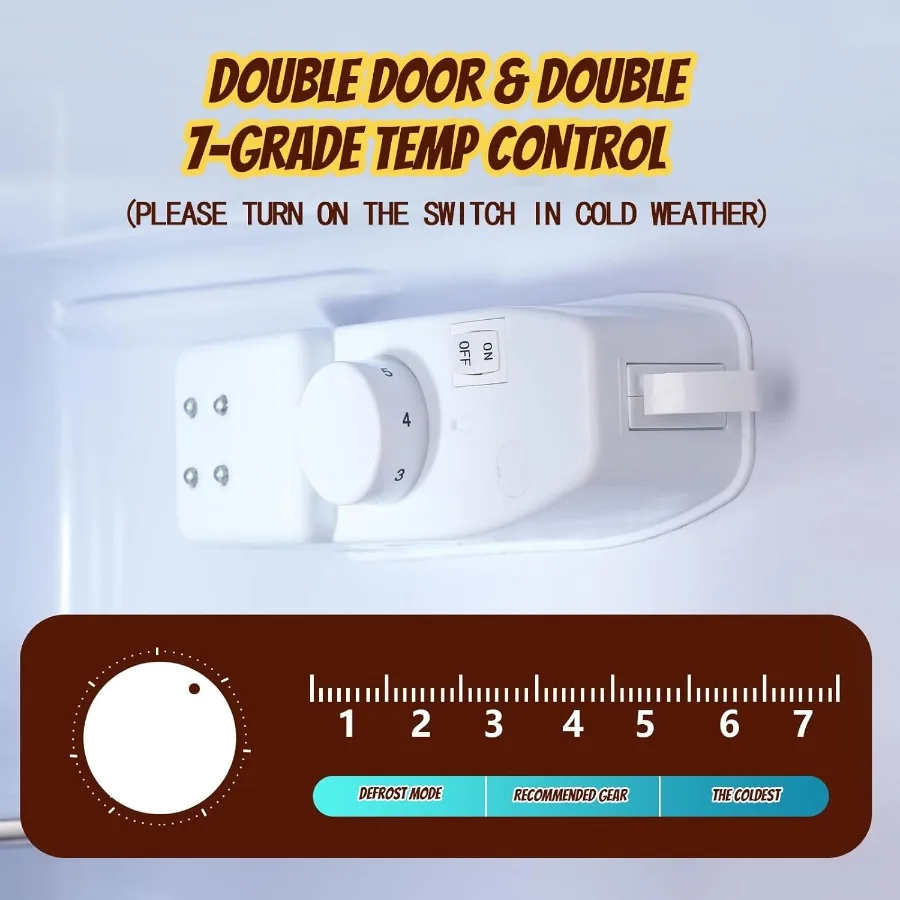 Small Refrigerator with Freezer Double Door Mini Fridge Top Freezer Adjustable Temperature for Dorm Office Apartment Dark Gray