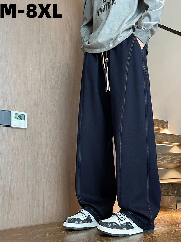 

Мужские брюки прямого кроя больших размеров, повседневные, свободные, под джинс, для полных мужчин, осенне-весенние, длинные, модные