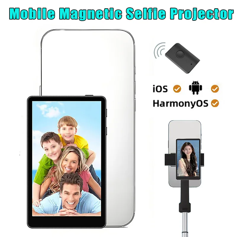 Mobile Phone Rear Magnetic Selfie Display Screen For Selfie Vlog Live Stream For Android Iphone Monitor Screen Projector