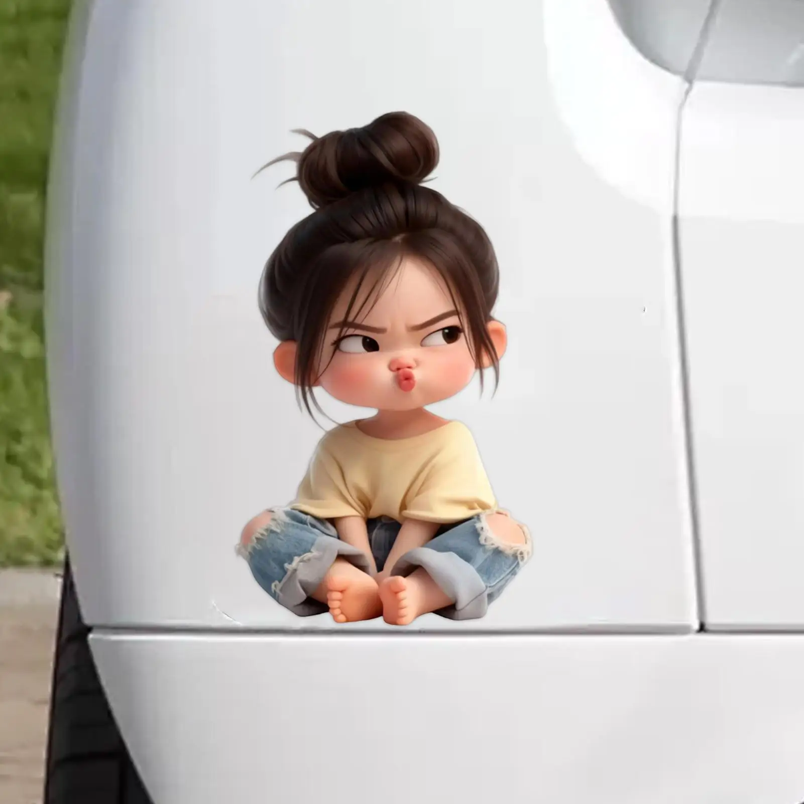 Sticker for Car Cute Girl Pattern Flat Decoration Decal Sticker for Car Bumper for Skateboard Vehicle Refrigerator Thermal Cup