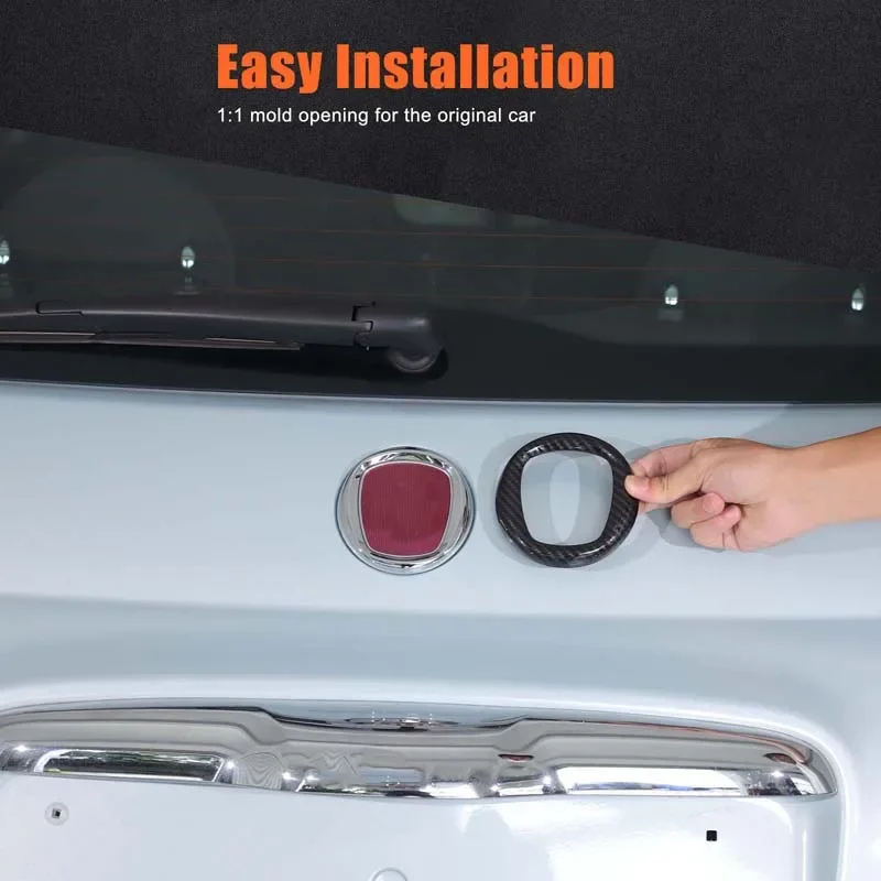 

metyoucar For Fiat 500 2016-2025 ABS Carbon fiber Car Front Rear logos Cover Decorative Stickers Car Accessories