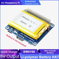 Raspberry Pi Li-polymer Battery HAT SW6106 Power Bank Solution Embedded Protection Circuits for Raspberry Pi 4 3B ( No Battery )