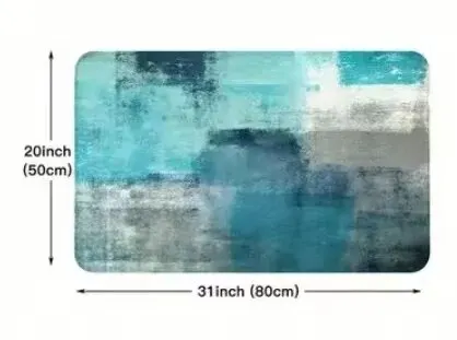 50X80CM Flannel Carpet Fashion Modern Abstract Art Watercolor Blue Grey White Doormat Bedroom Living Room Kitchen Floor Mat