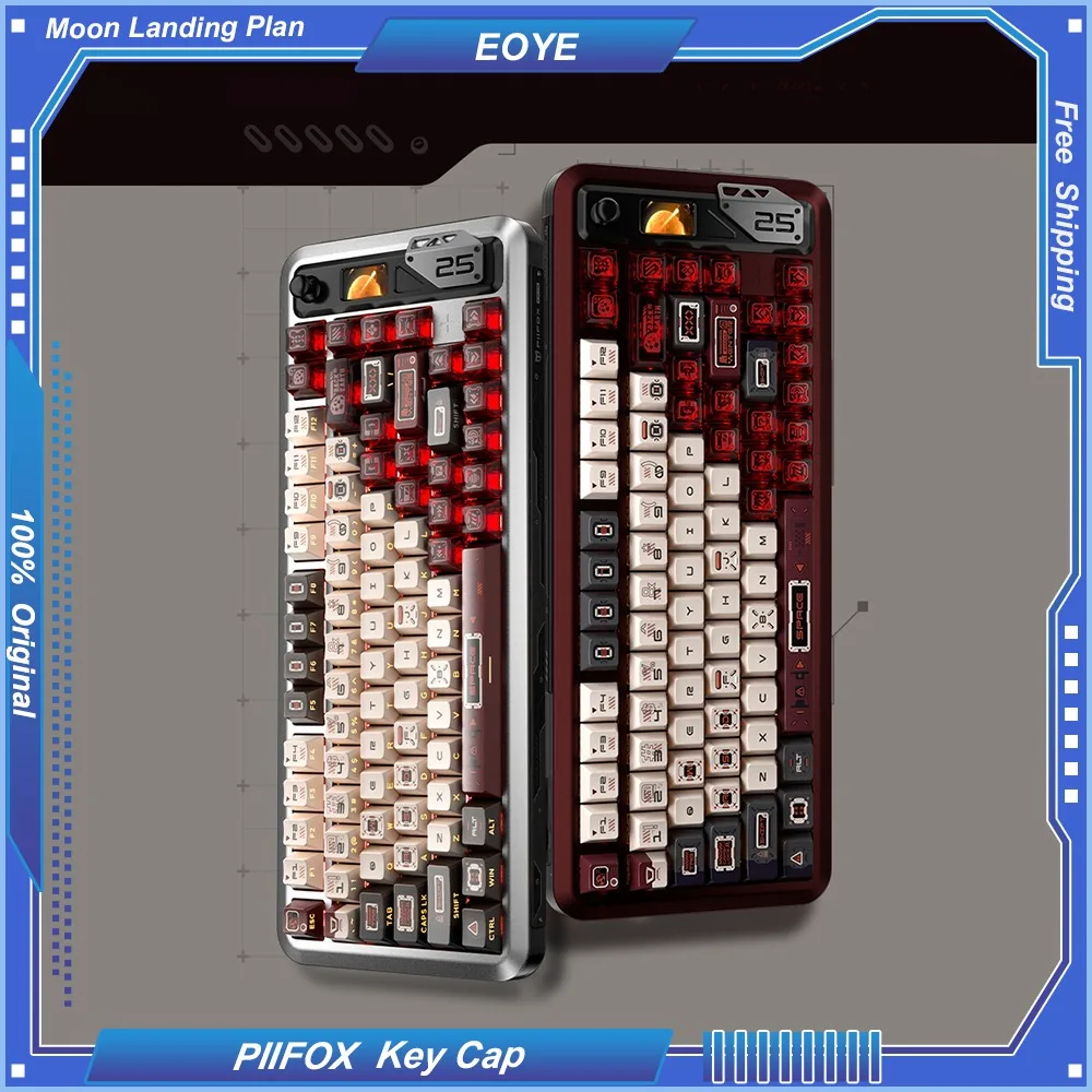 PIIFOX Moon Landing Plan 146 Keys Cap Original Profile PBT PC Thermal Sublimation Transparent for Customized Mechanical Keyboard