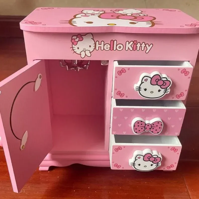 Hello Kitty Kuromi Japanese cute kawaii girl wooden jewelry storage box desktop organizer box as a birthday gift for friends