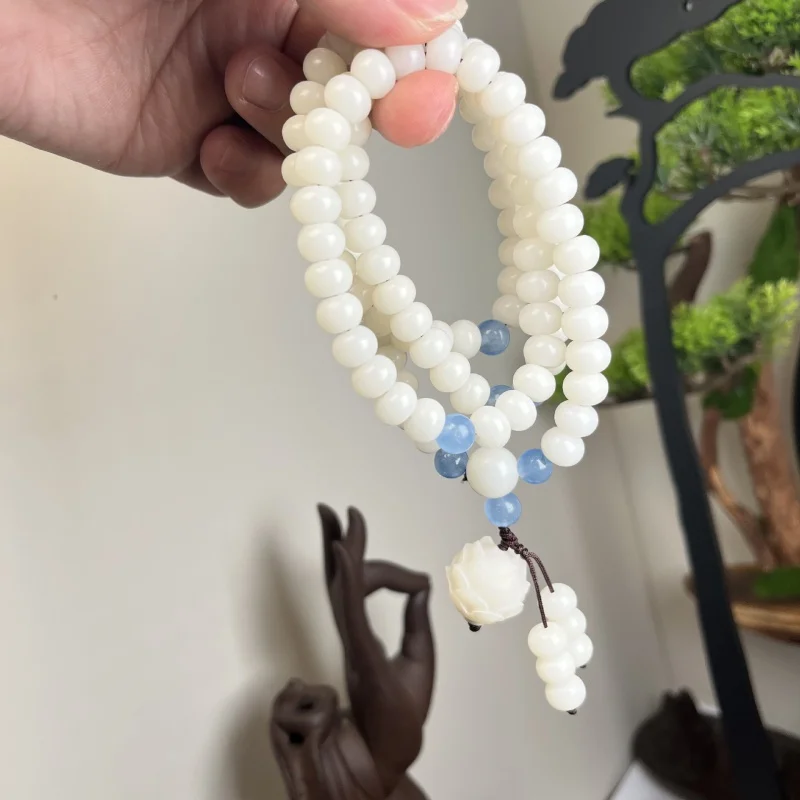 White Jade Bodhi Root 108 Bodhi Seed Buddha Beads Men and Women All-Matching Necklace Bracelet