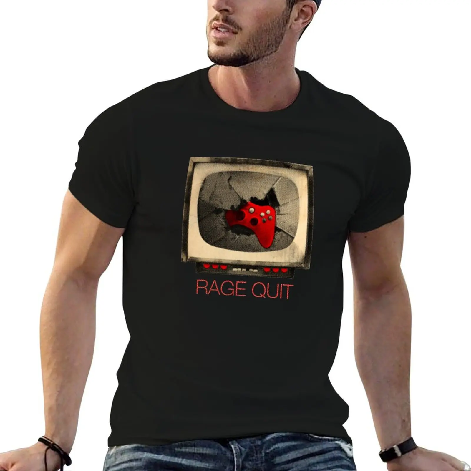 RAGE QUIT T-Shirt Relaxed Casual Short Sleeve Tee
