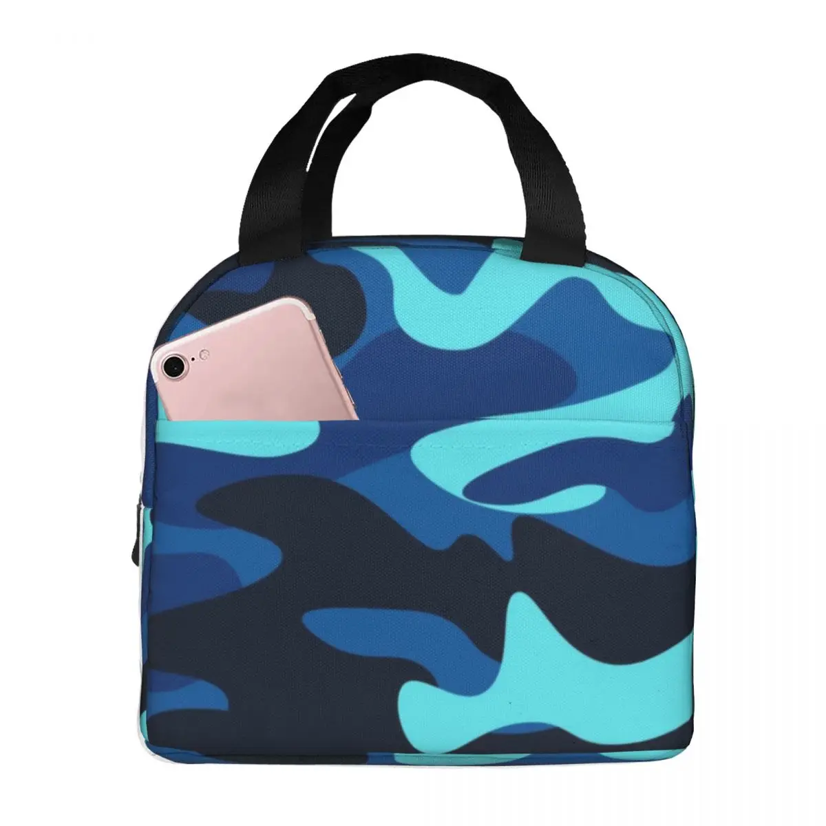 Navy Blue Military Camo Thermal Insulated Lunch Bag Women War Tactical Camouflage Resuable Lunch Tote Multifunction Food Box