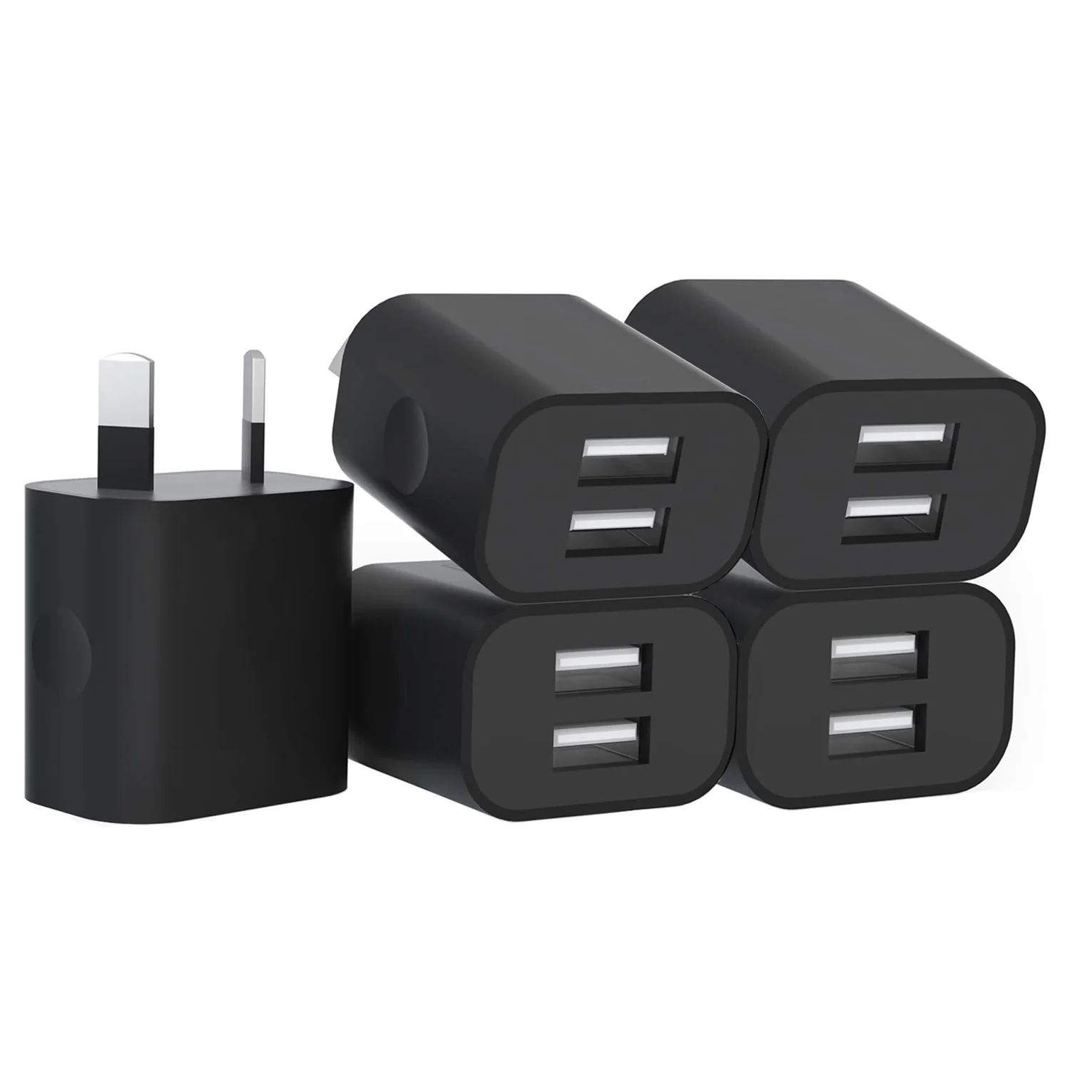 

1/5Pcs Black Dual USB Power Adapter AU Plug Wall Plug 5V Charger 2-Port Aus USB Plug 5V/2.1A Adapter For iPhone Pad For Samsung,