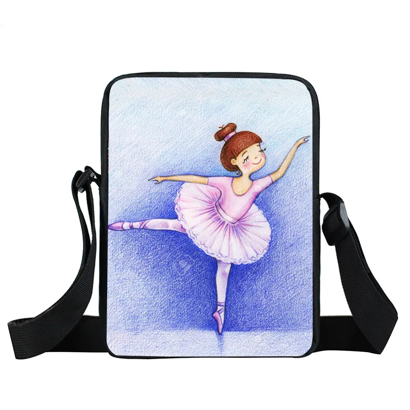 Ballet Dancing Girl Print Handbag Mulheres Crossbody Bags Bailarina Sacos De Ombro para Viagem Satchel Purse Phone Holder Book Bag