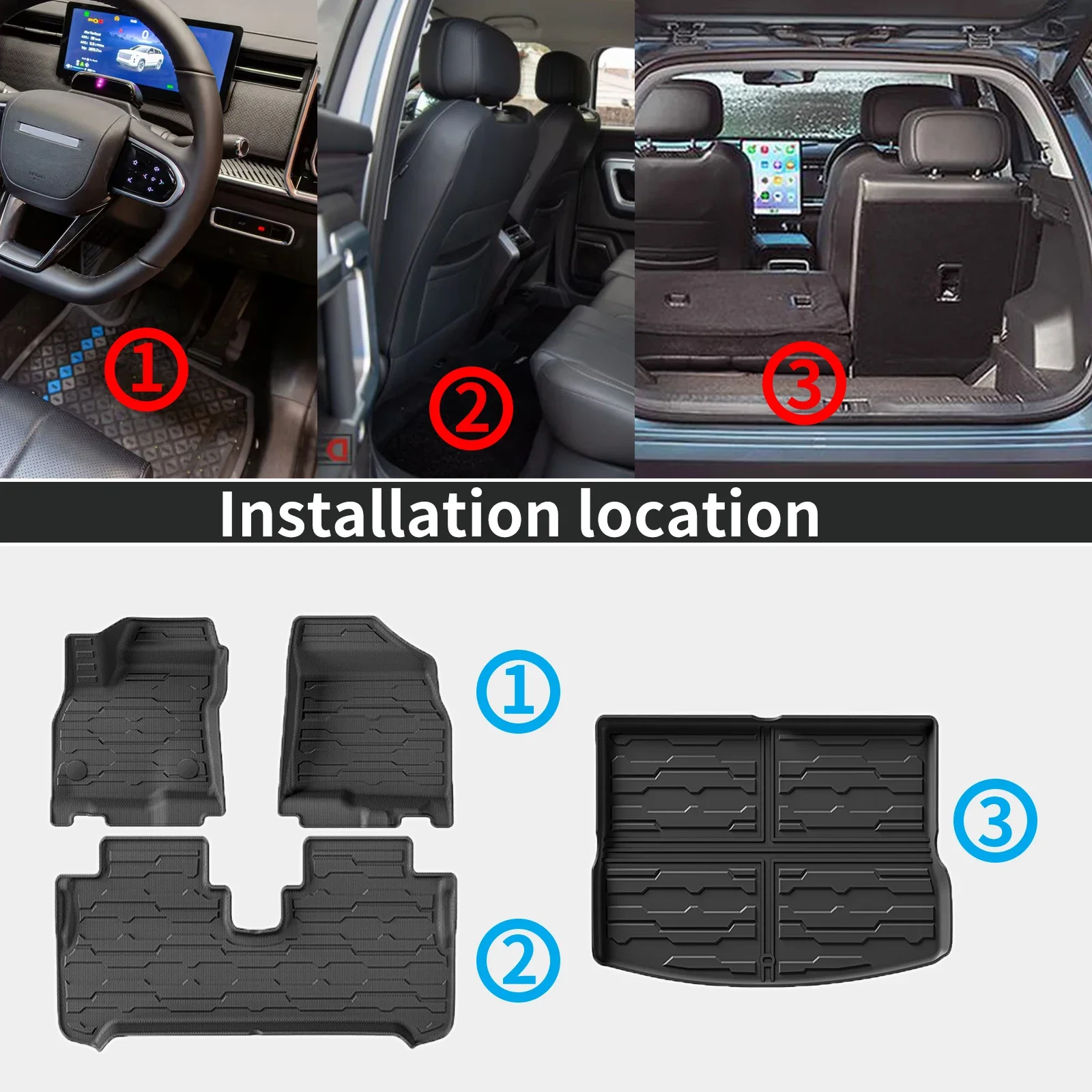 for Chevrolet Chevy Bolt EUV 2025 2024 2023 2022 (Not fit for EV)  Eco TPE Car Floor & Trunk Mats, All-Weather Protection view 3