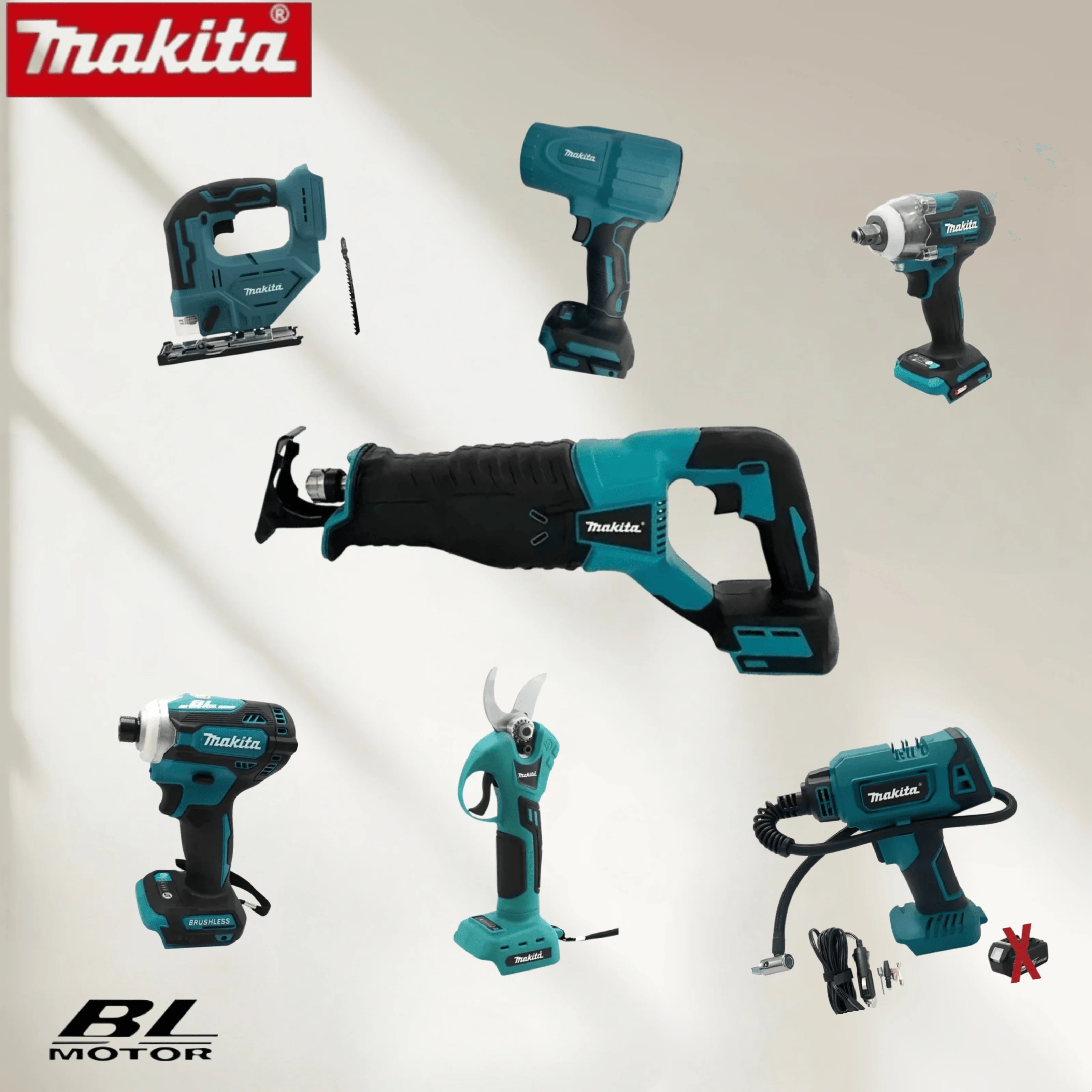 

Makita For Battery Brushless Electric Impact Hammer Drill Angle Grinder Electric Circular Saw Combo Kits Power