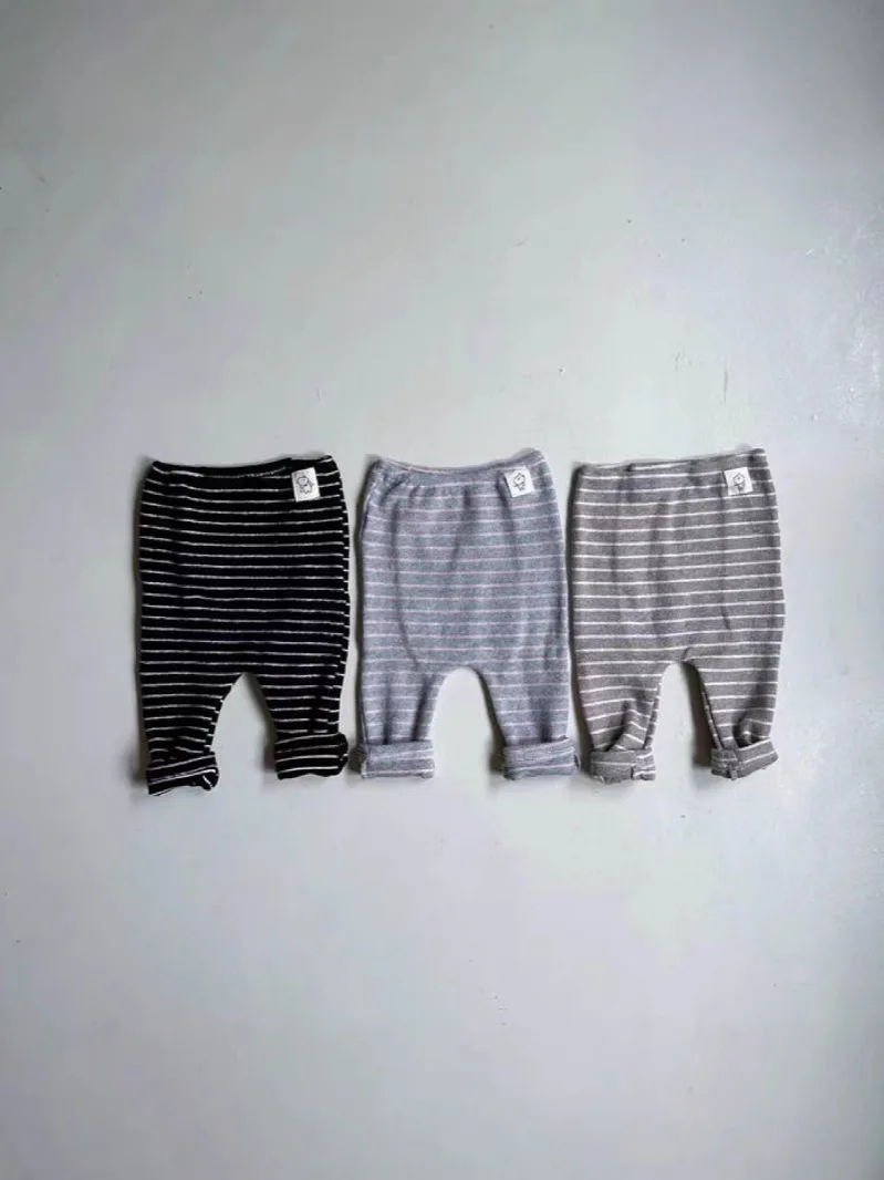 Infant Girls Versatile Casual Pants Toddler Boy Simple Trousers Baby Cotton Soft Pp Pants 2025 Spring New Baby Striped Leggings