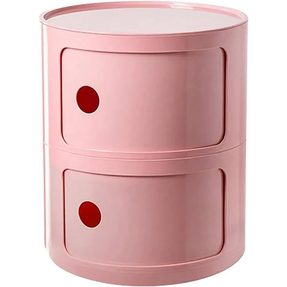 

Round Nightstand with Drawers,Small Bedside Table with Storage,Round Storage Cabinet with Sliding Door,Modern End Table Side Tab