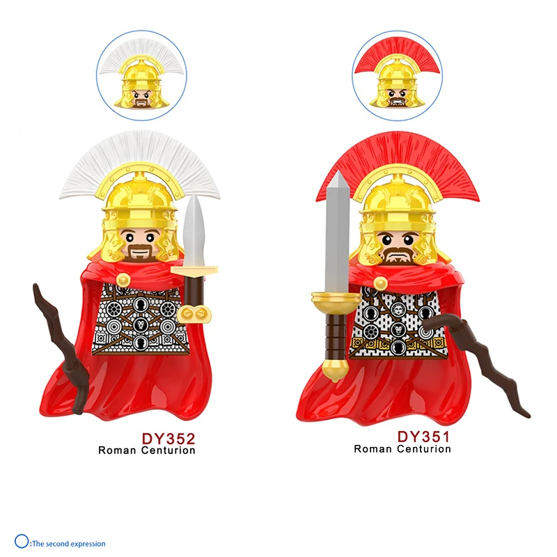 Medieval Military Rome Castle Figures Set Roman Soldiers Lion Bear Wolf Head Trumper Weapons Shield Building Blocks Bricks Toys