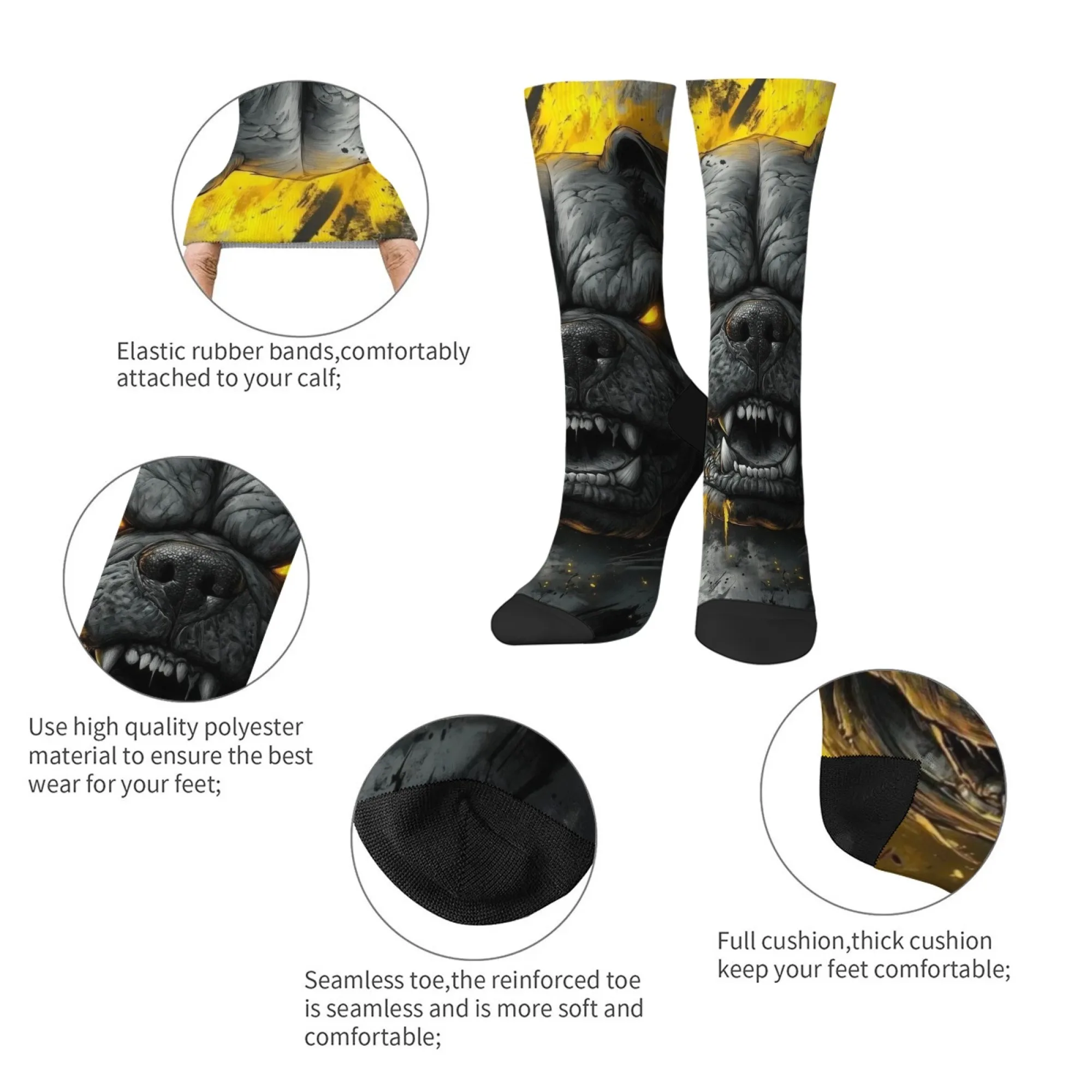 Feroz bulldog impressão meias masculinas novidade harajuku retro rua tripulação meias confortáveis respiráveis antiderrapantes festa diversão presente