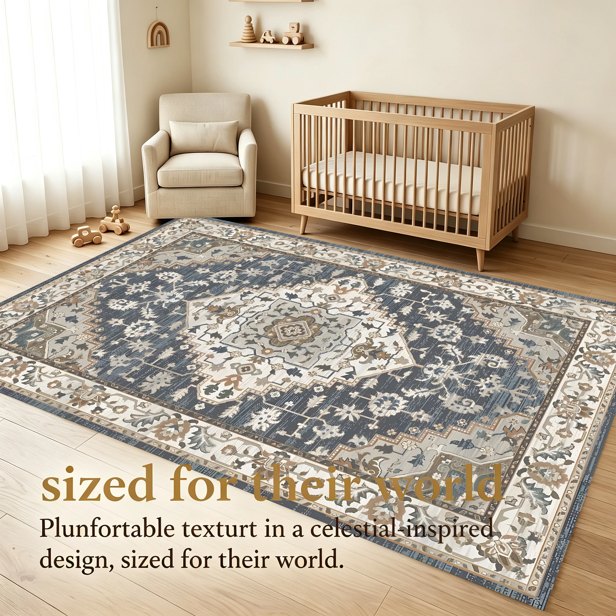 2D Carpet with Retro Persian Pattern in European Retro Style for Living Room, Bedroom, and Coffee Table