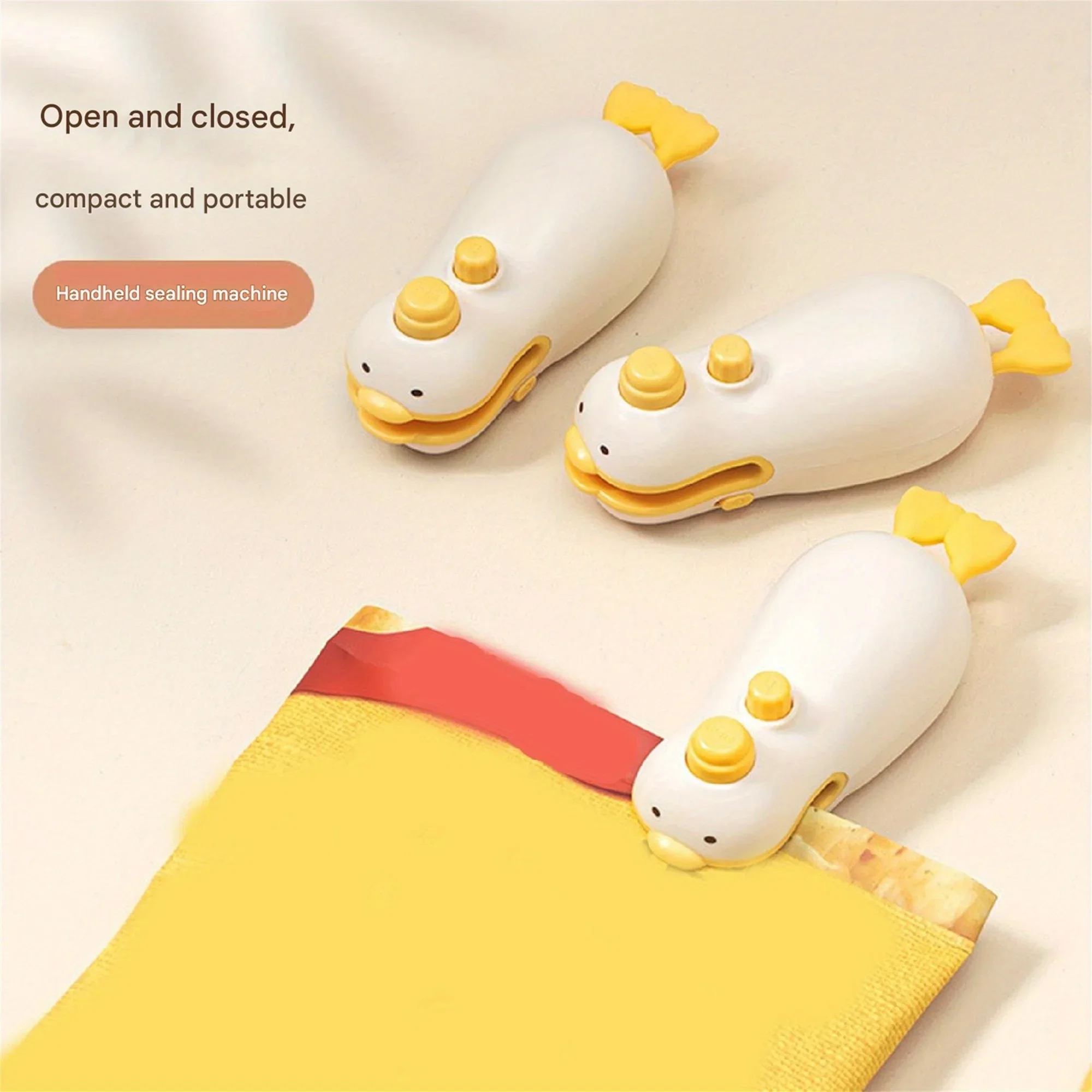 Cute Duck Vacuum Rechargeable Bag Sealer for Freshness Portable Easy Use Kitchen Gadget 2 in 1 Mini