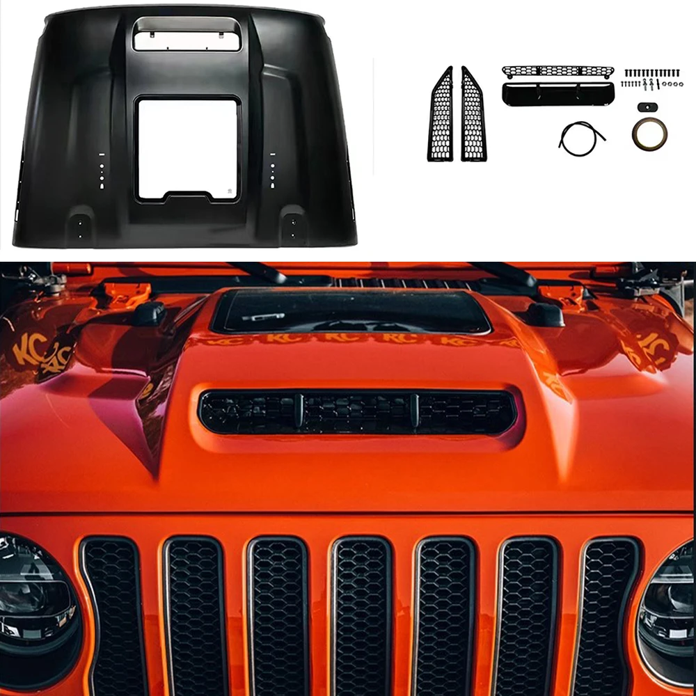 Hood Bonnet Multiple air vents Glass Steel Engine Cover Hood For Jeep Wrangler JL2018+ JT2020+ SXMA  JL1283