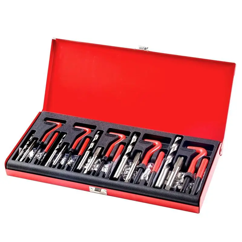 

Rethreading Maintenance Set 166-Piece Metric HSS Drill Toolset For Engine Repair, Garage Workshop, Industrial Maintenance, M5 M6 M8 M10 M12 Thread Inserts High Speed Steel Taps Installation Hardware Case Included