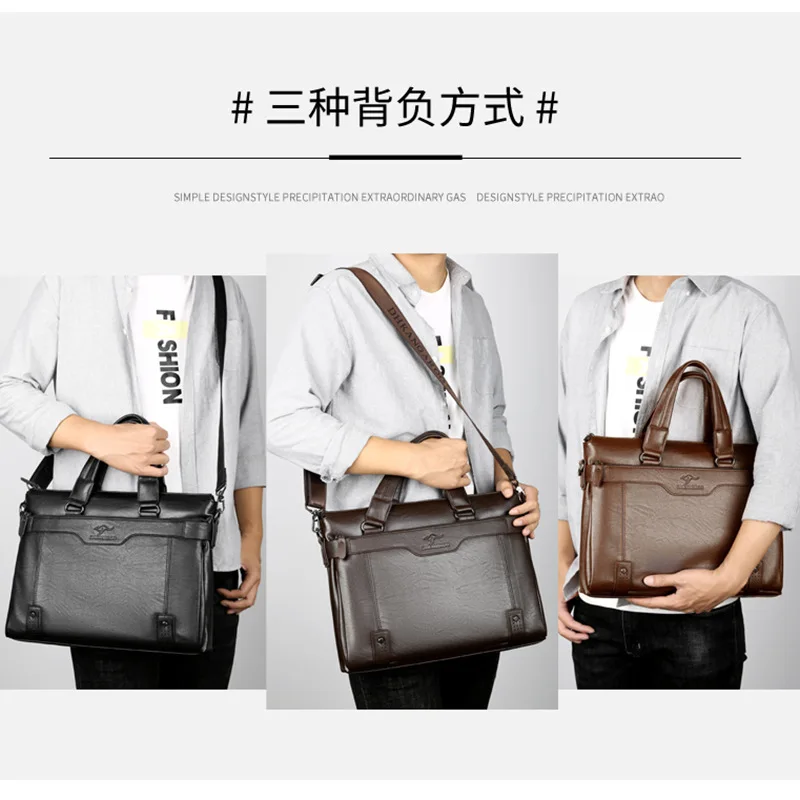 Men's Real-Leather Bag Bag New Casual Business Cowhide Textured Handbag Briefcase Crossbody Shoulder Soft Leather Men's Bag