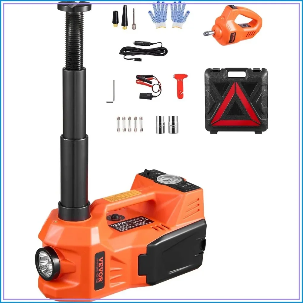5T Electric Car Jack 12V Scissor Jack with Inflator & Impact Wrench LED Light Portable Kit for SUV Truck