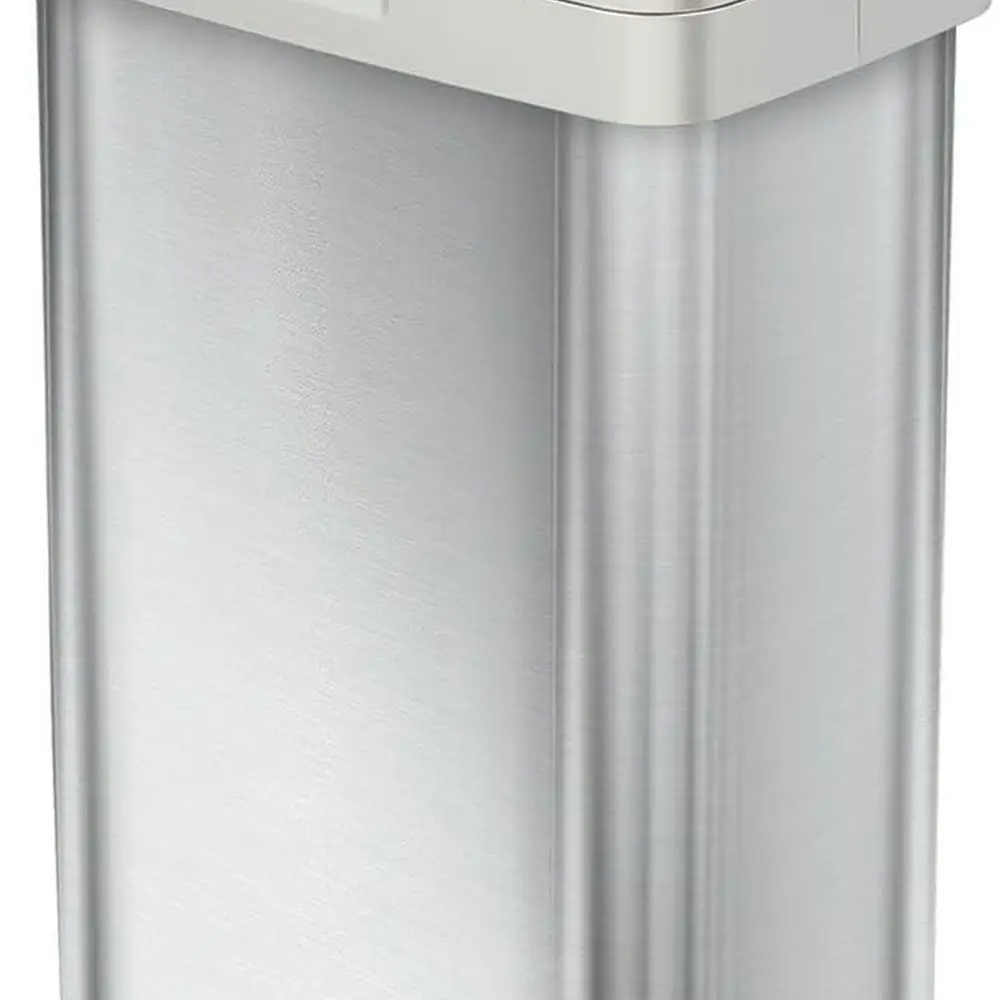 

50L Slim Open-Top Trash Bin - 13 Gallon, Narrow Rectangular Stainless Steel, Hinged Edge Protection for Commercial Spaces, Kitch