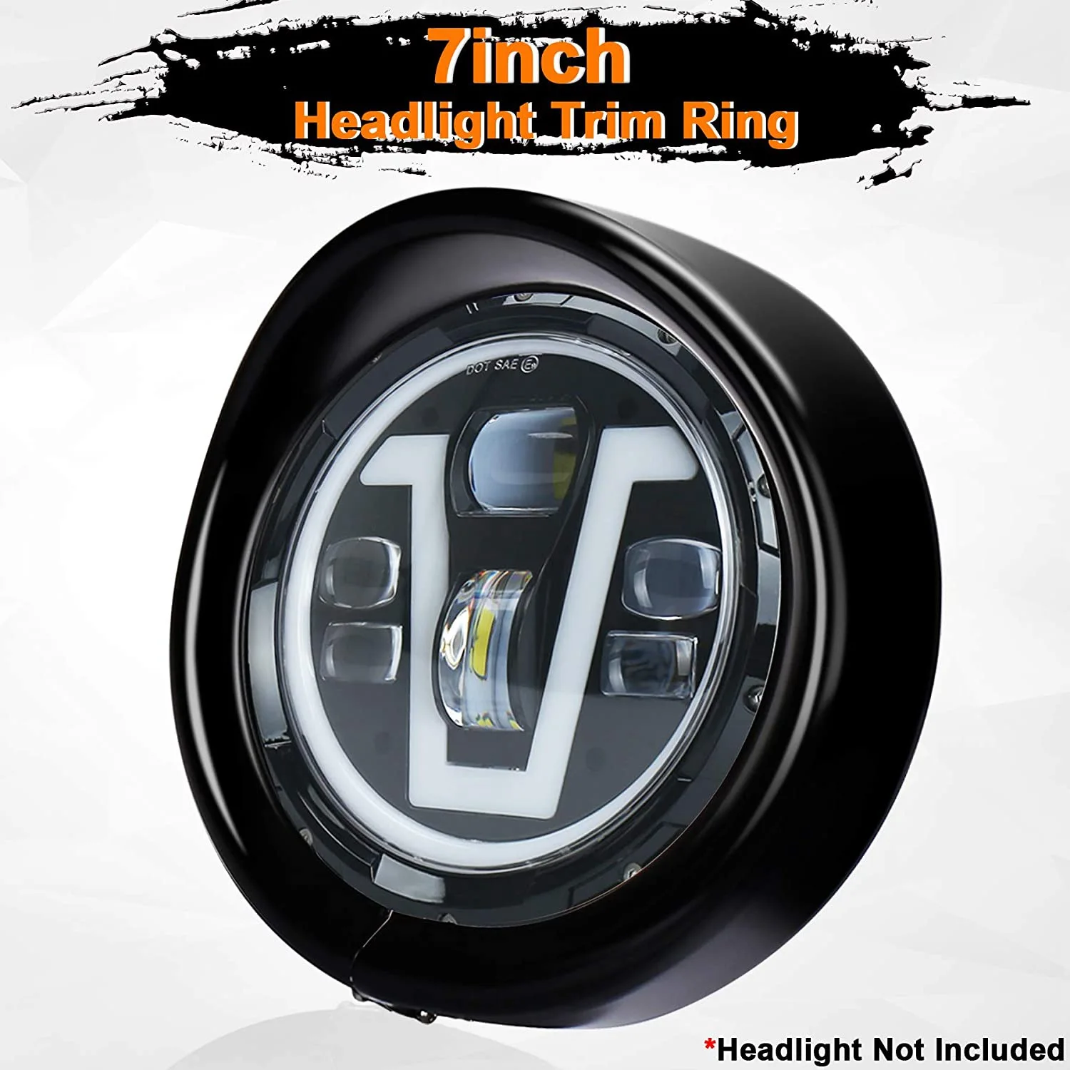 WF-Headlight Trim Ring 7Inch Black Visor Type Motorcycle Trim Ring For Softail Street Glide Road King Electra Glide