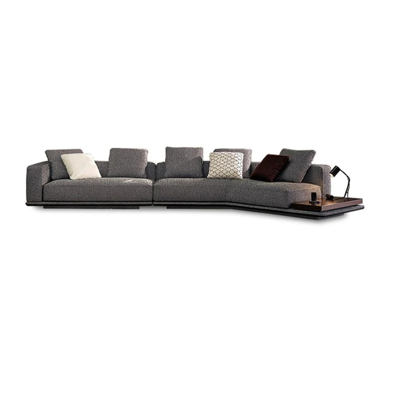 

Italian minimalist horizon sofa special-shaped corner cotton and linen fabric living room size light luxury