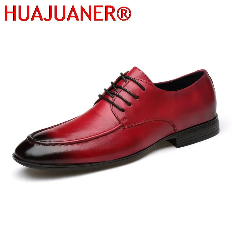 

Mens Dress Shoes Genuine Leather Lace Up Wedding Formal Oxfords Vintage Business Office Shoes For Men High Quality Derby Shoes