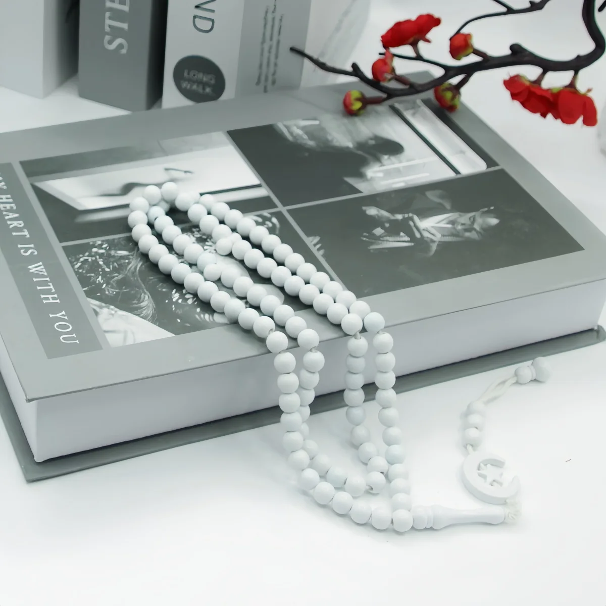 Islam Prayer Beads Tasbih 99 Beads Muslim 8 mm. Rosary Bead Moon Star Decorated Tassels Eid Ramadan Gift