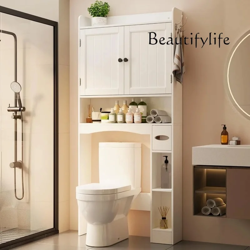 

Over Toilet Bathroom Organizer with Doors, Adjustable Shelves, Toilet Paper Holder, 2 Side Hooks shelf decoración hogar