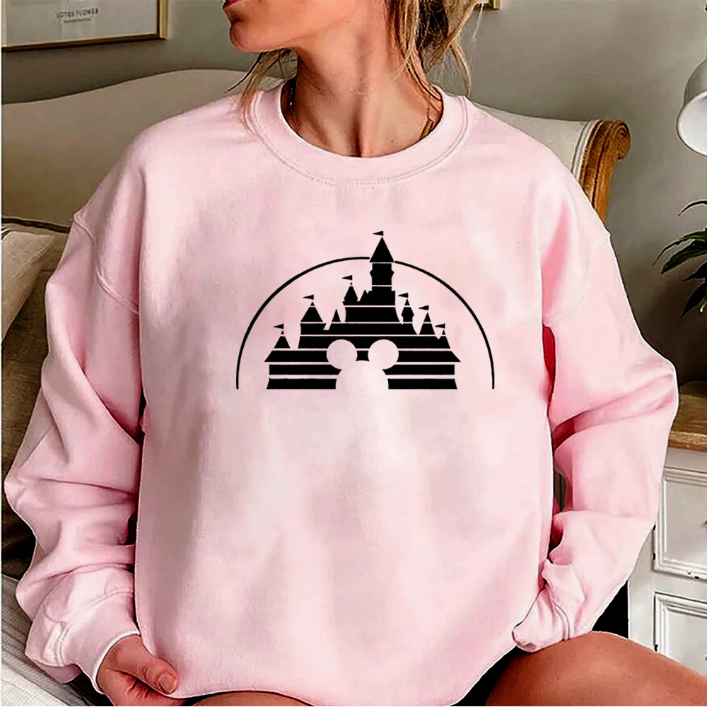 Retro Home Castle Sweatshirt The Magic Kingdom Mouse Graphic Pullover Cute Minnie Jumper Family Vacation Sweatshirts Kawaii Tops