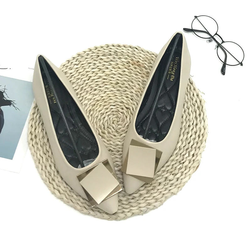 

2024, весенние новые туфли на плоской подошве Four Seasons, женские туфли с острым носком, туфли из мягкой кожи, женские туфли на плоской подошве с мягкой подошвой 44 45 46 34