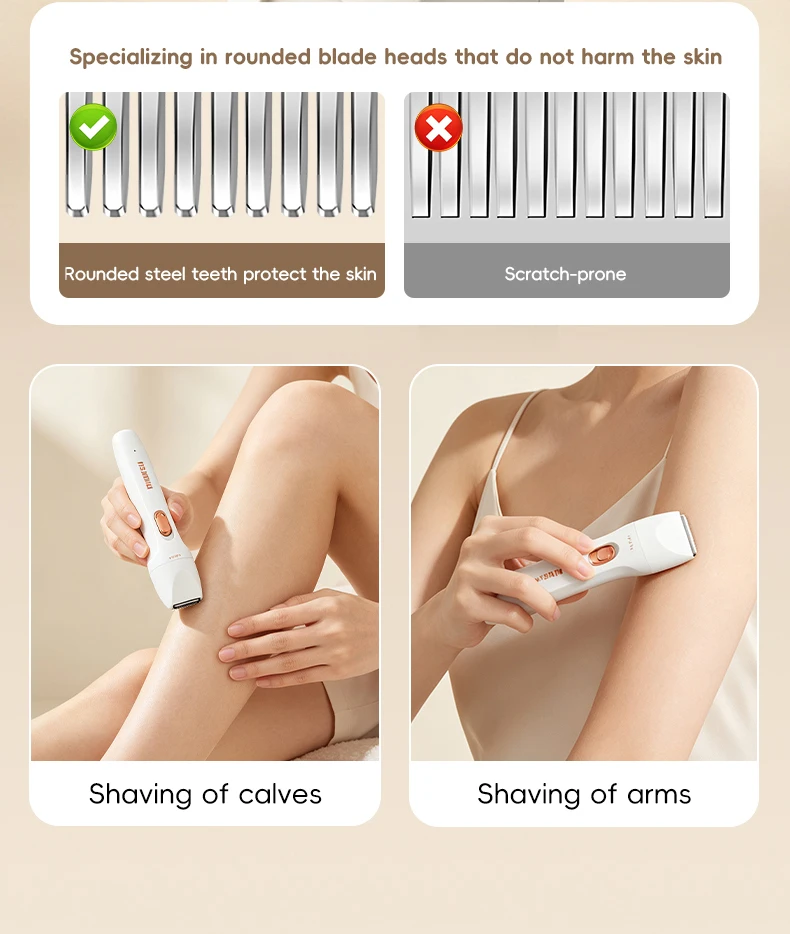 3-in-1 Electric Hair Removal Set Portable Type-C Rechargeable Shaver for Underarm Leg And Nose Hair Trimming