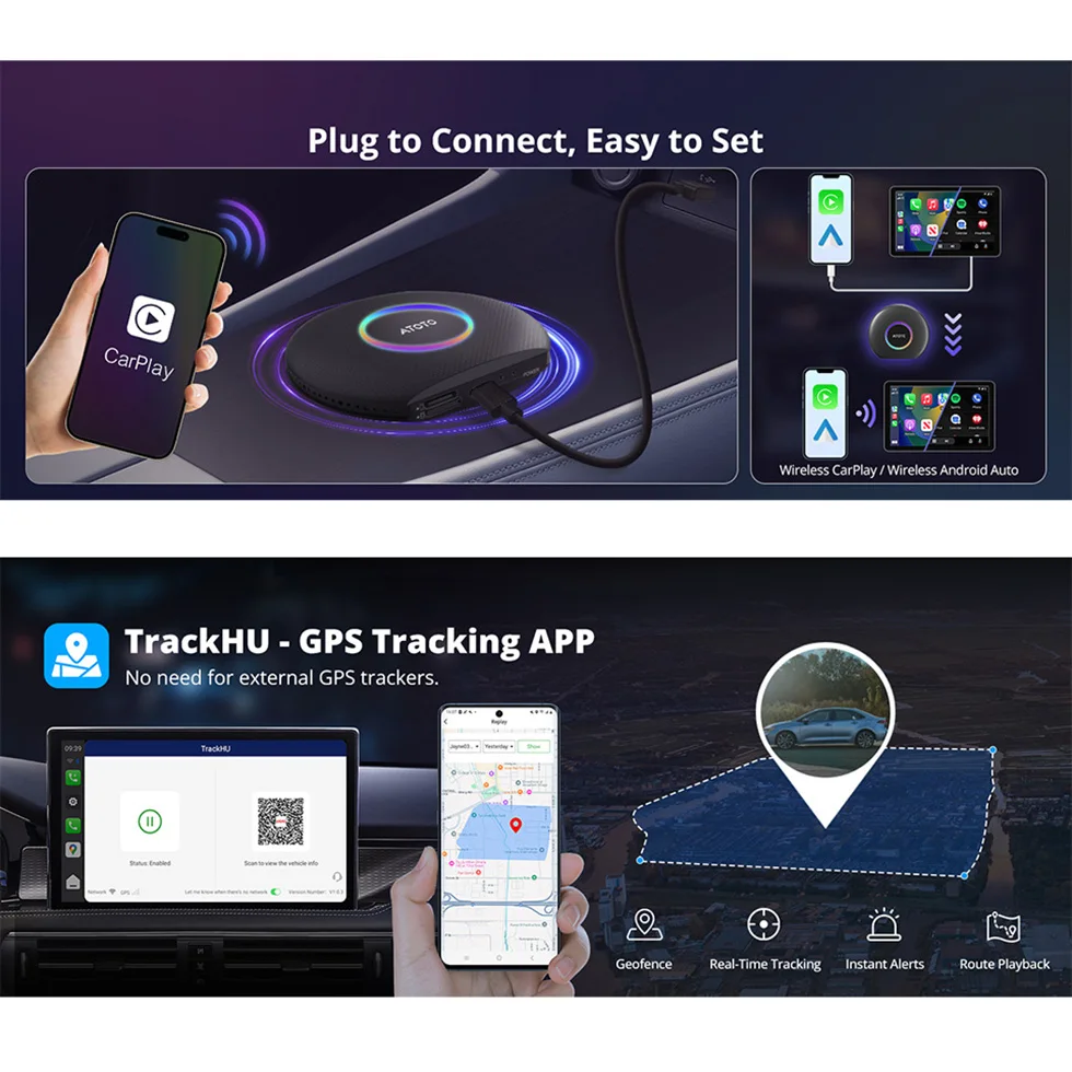 ATOTO ワイヤレスCarPlayアダプター 車載Androidシステム AIボックス