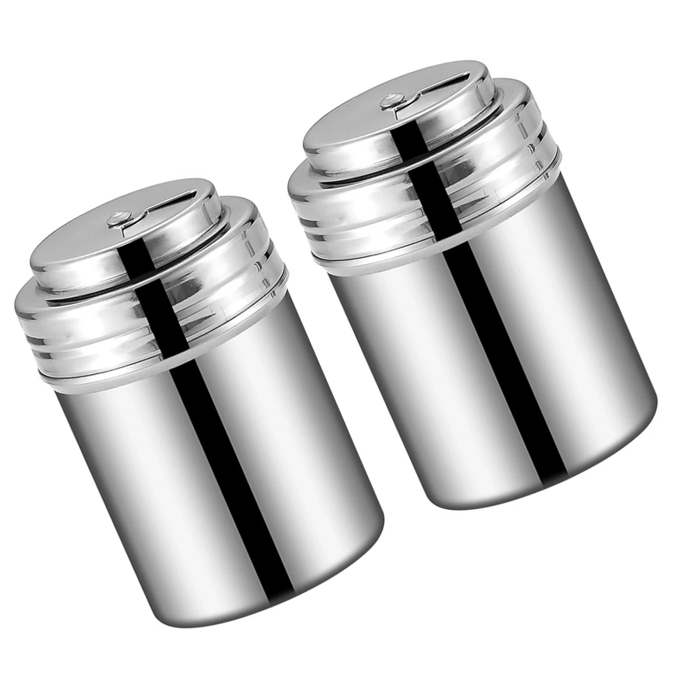 

2Pcs Stainless Steel Spice Jars Rotatable Salt Pepper Shaker Containers Kitchen Seasoning Tools High Temperature