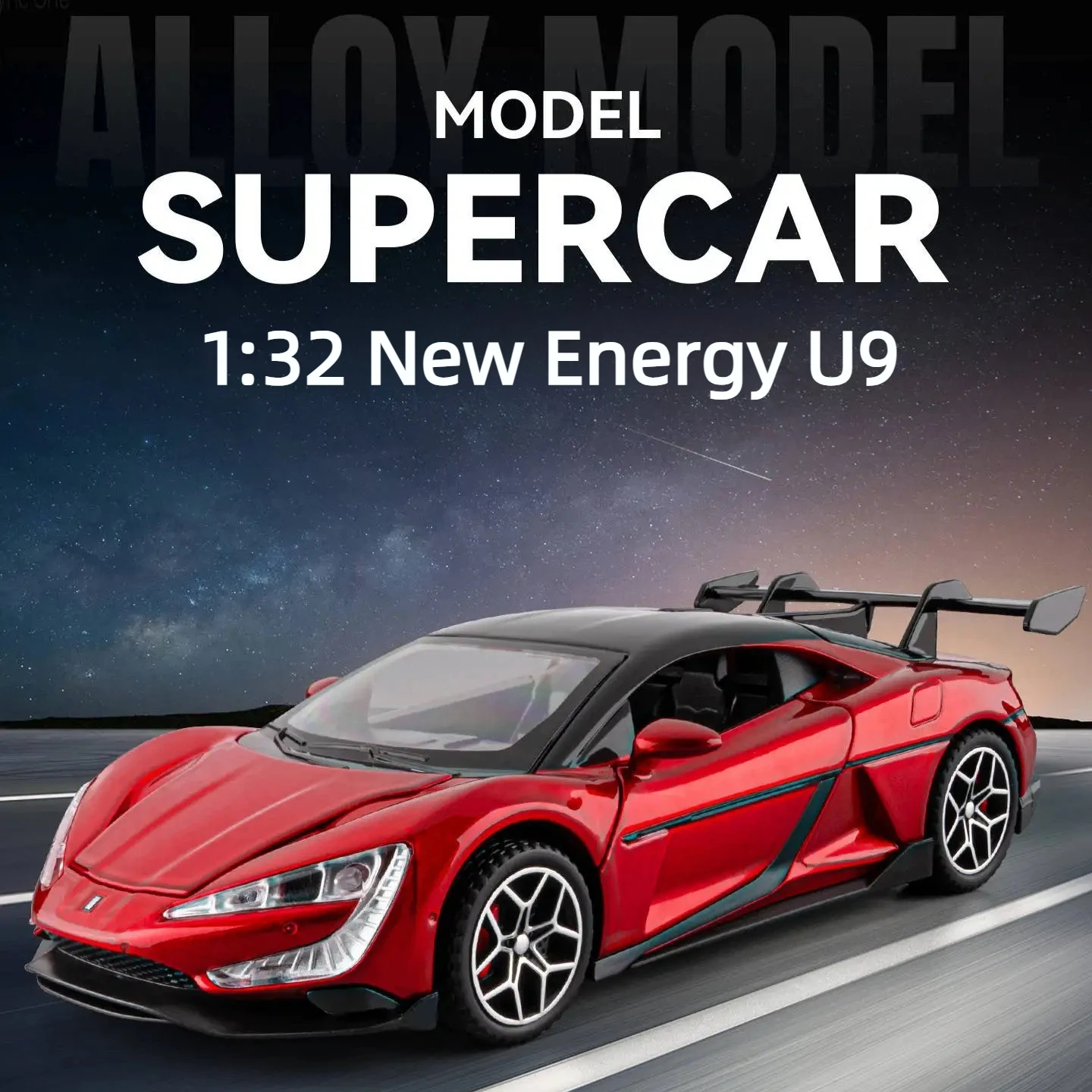 

1:32 U9 New Energy Alloy Car Model Pull Back Sound and Light Car Model Toy Diecast Alloy Car Model Collectible Gift