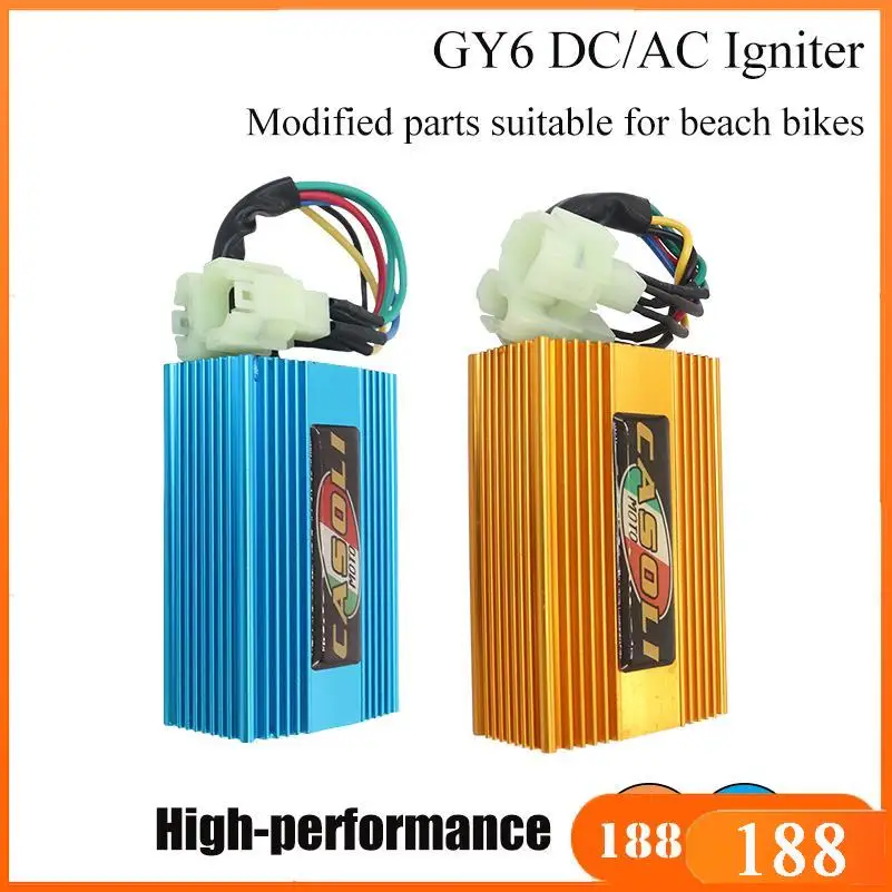 6 Pin GY6 CDI Ignition Coil Aluminum Alloy Racing Box for Motorcycle 125cc 150cc 200cc 250cc Pit Bike Scooter ATV