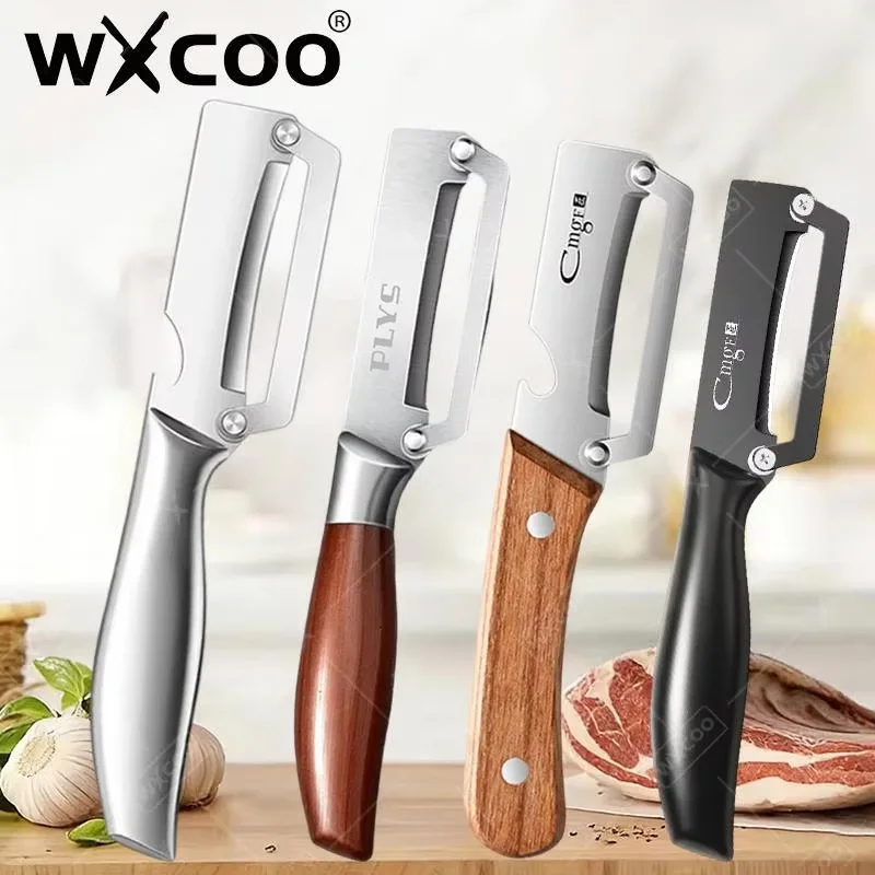 Stainless Steel Kitchen Peeler with Wooden Steel Handle Multi-Function Kitchen-Specific Peeler for Slicing Fruit and Vegetables