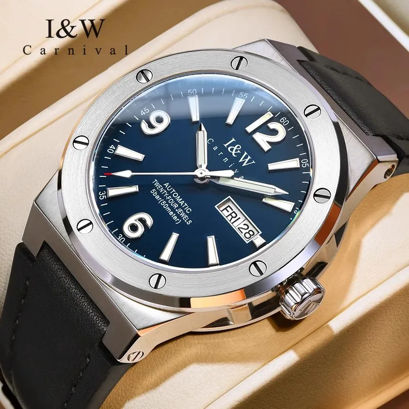 

Relogio Masculino CARNIVAL Mechanical Sports Watches for Man Brand Luxury Automatic Wrist Watch Mens 50M Waterproof Reloj Hombre