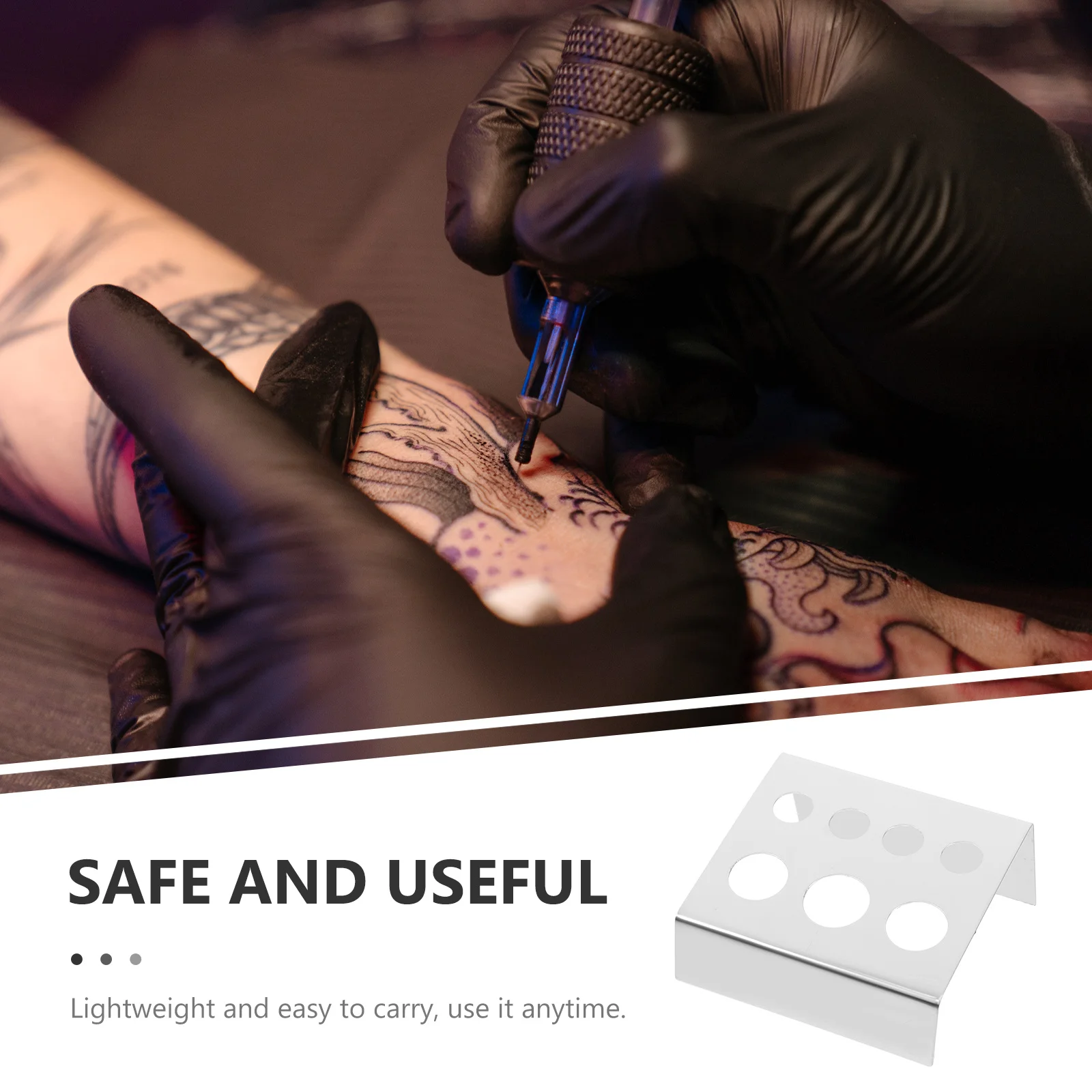 

Durable Stainless Steel Pigment Ink Handle Rack 7 Grids Silver Color Multiple Holes Cup Stand Holder Shelf Stand for Tattoos