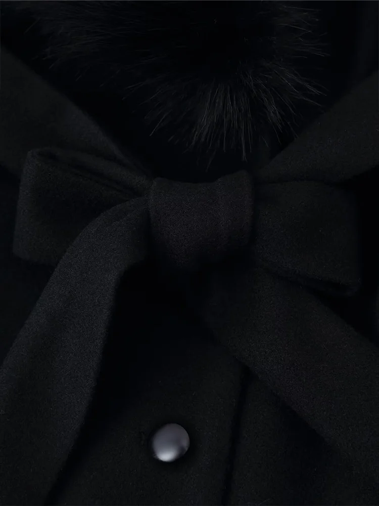 

HH женская мода с меховым воротником и карманами, шерстяное длинное пальто, женское зимнее темпераментное теплое двубортное пальто с длинными рукавами и поясом