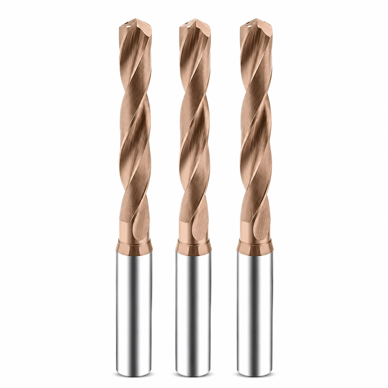 Coated Carbide Drill Bits, d1-D16, Shank D4-D16, Internal & External Cooling, for CNC Metal Drilling