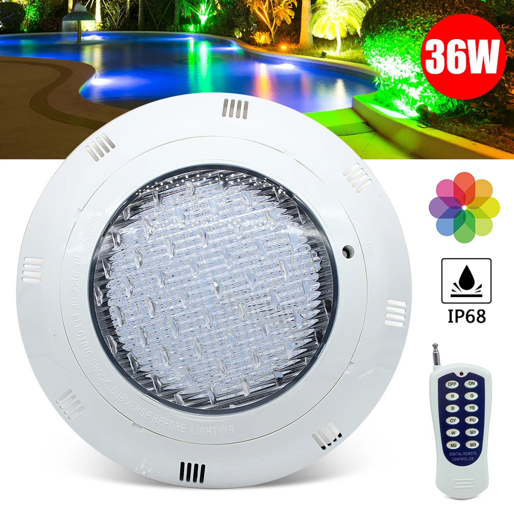 AC 36W 12V wielokolorowe oświetlenie basenowe LED do pływania RGB światło podwodne wodoodporna lampa IP68 wysokiej jakości lampa basenowa