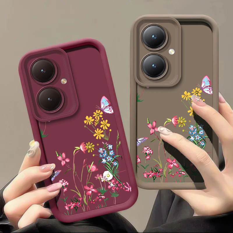 Vintage Flowers Case For Vivo Y36 Y72 Y67 Y55 Y53S Y51A Y51 Y50 Y36 Y35M Y35 Soft Silicone Shockproof Bumper Back Phone Cover