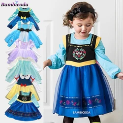 Baby Girls Casual Dress Snow Queen 2 Elsa Anna Sofia Kids Carnival Birthday Party Costume Children Elza Snow White Clothes